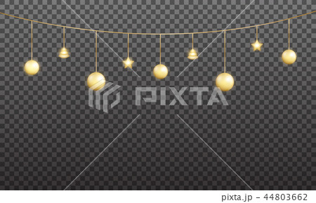 Gold garland decoration. Shiny golden glowing decoration for Xmas and New Year celebration 44803662