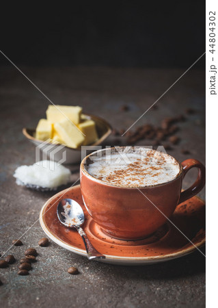 Bulletproof coffee, keto breakfast. Bulletproof coffee, keto breakfast. 44804302