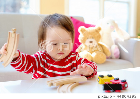 Toddler boy in his house at Christmas time 44804395