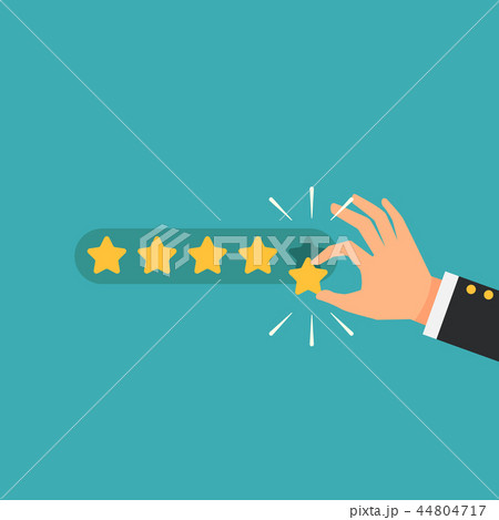 Businessman hand giving five star rating feedback Businessman hand giving five star rating feedback 44804717