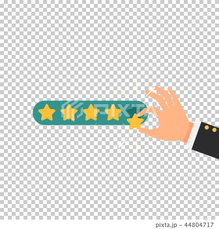 Businessman hand giving five star rating feedback Businessman hand giving five star rating feedback 44804717