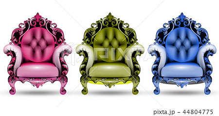 Baroque Colorful Armchairs Vector 3d Illustrationのイラスト素材 44804775 Pixta