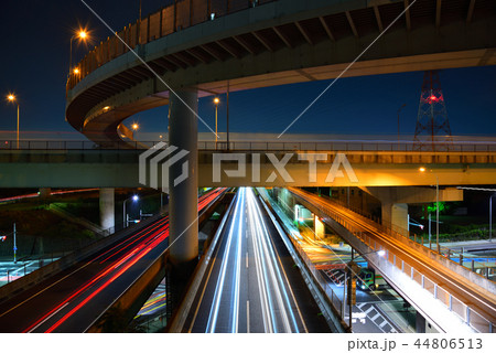 <夜景>　立体交差　陸橋　高架　高架下　 44806513