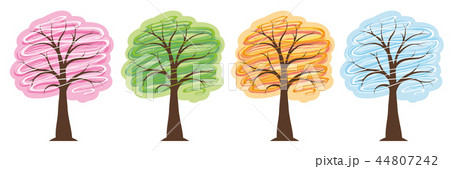 trees four seasons in bright colors spring summer autumn winter 44807242