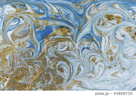 Marble abstract acrylic background. Blue marbling artwork texture. 44808750