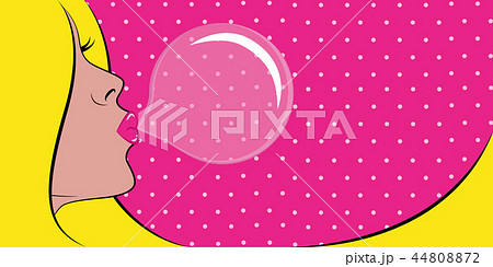 blond young woman portrait bubble gum pop art 44808872