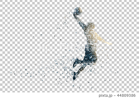 Pointillism style basketball silhouette, PNG background transparent 44809386