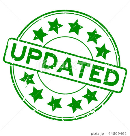 Grunge green updated word round rubber stamp Grunge green updated word round rubber stamp 44809462