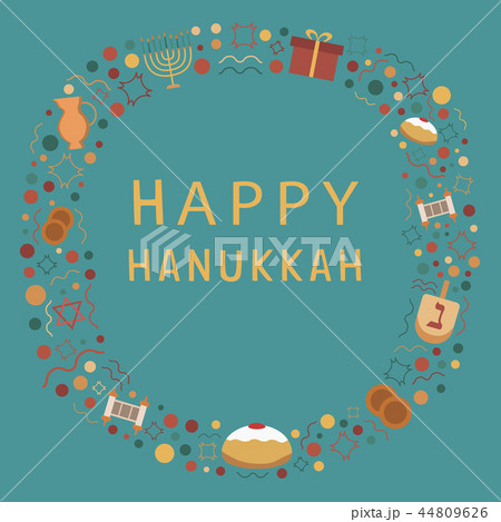 Frame with Hanukkah holiday flat design icons Frame with Hanukkah holiday flat design icons 44809626