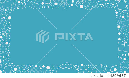 Frame with Hanukkah holiday white thin line icons 44809687