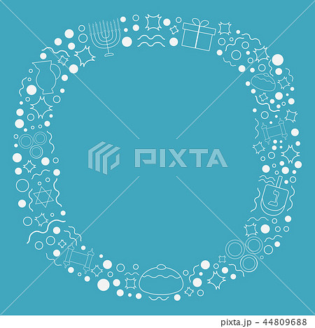 Frame with Hanukkah holiday white thin line icons 44809688