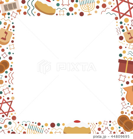 Frame with Hanukkah holiday flat design icons Frame with Hanukkah holiday flat design icons 44809695