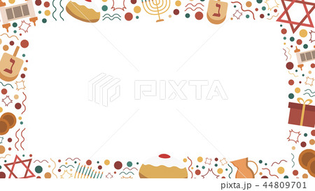 Frame with Hanukkah holiday flat design icons 44809701