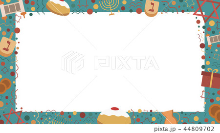 Frame with Hanukkah holiday flat design icons 44809702