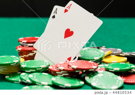 Pair of aces and OOF casino chips 44810534