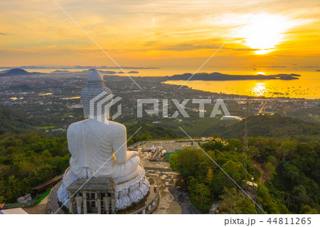 aerial sunrise in white great Phuket big Buddha 44811265