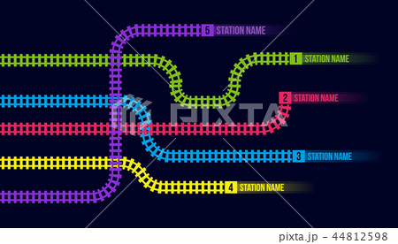 Creative vector illustration of railway station map, metro road infographic, train railroad route 44812598