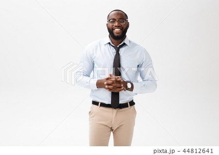 Headshot of successful smiling cheerful african american businessman executive stylish company 44812641