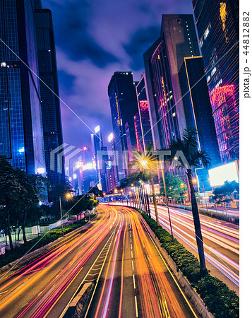 Street traffic in Hong Kong at night 44812882