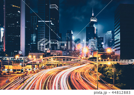 Street traffic in Hong Kong at night 44812883