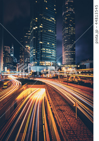 Street traffic in Hong Kong at night 44813545