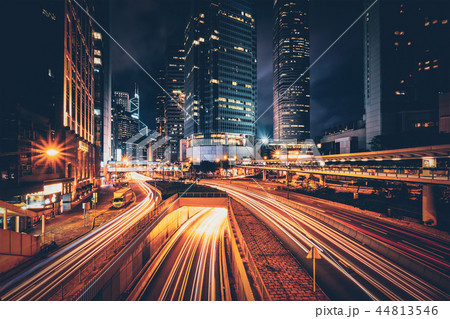 Street traffic in Hong Kong at night 44813546