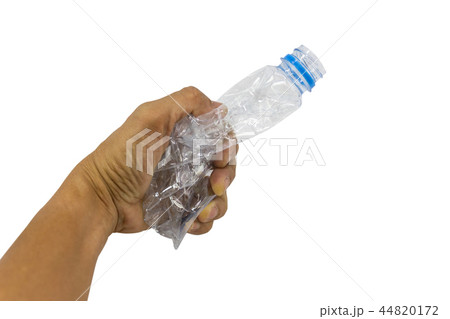 Men's hand holding a plastic water bottle not used Men's hand holding a plastic water bottle not used 44820172
