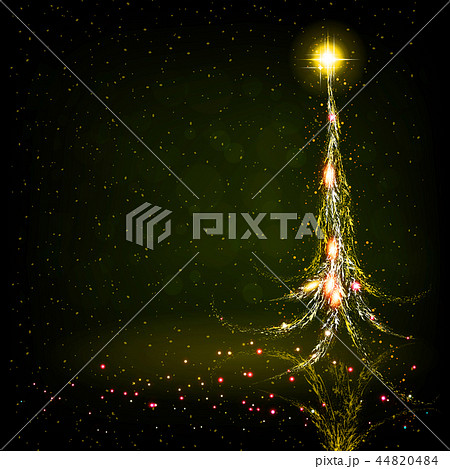 Christmas dark design with an abstract yellow Christmas tree. 44820484