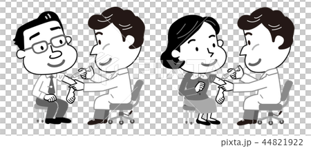 予防接種　中年男性　中年女性　モノクロ　イラスト 44821922