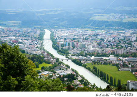 Innsbruck aerial view. Inn river Innsbruck aerial view. Inn river 44822108