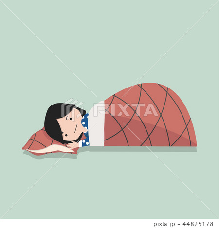 small girl Sleeping with Pillow and blanket 44825178