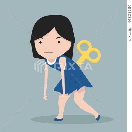 small girl Tired  with Clockwork key 44825180