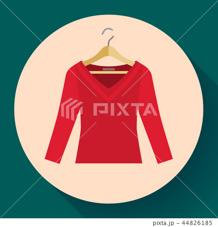 red women sweater clothes on a hanger icon vector flat style 44826185
