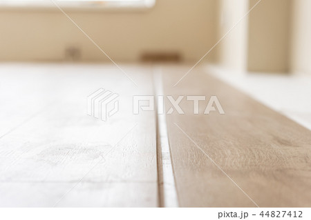 closeup of lock joint of laminate flooring. Installing laminate parquet in interior. 44827412
