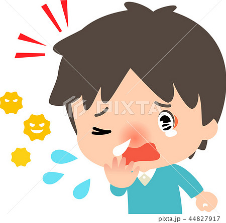 アレルギーでクシャミをする若い男性のイラスト素材 44827917 Pixta
