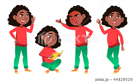 Girl Schoolgirl Kid Poses Set Vector. Black. Afro American. High School Child. Teenage. Book Girl Schoolgirl Kid Poses Set Vector. Black. Afro American. High School Child. Teenage. Book 44829529
