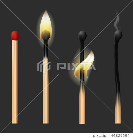 Realistic Detailed 3d Matches Flame Set. Vector 44829594