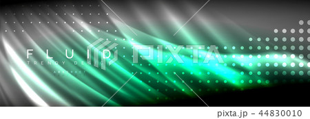 Liquid neon flowing waves, glowing light lines background 44830010