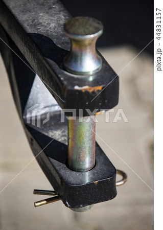 Big metal hitch for a new tractor close-up shot.  44831157