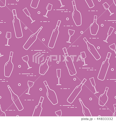 Pattern of wine glasses and bottles of wine 44833332