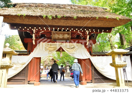 深大寺境内の山門と参拝者 44833375