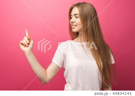 Closeup portrait of happy blonde woman Closeup portrait of happy blonde woman 44834143