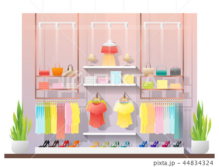 Interior scene of modern women clothing store 44834324