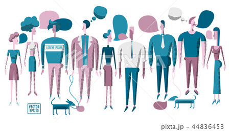Vector illustration various people. Men and women discuss news, social networks. People chat, 44836453