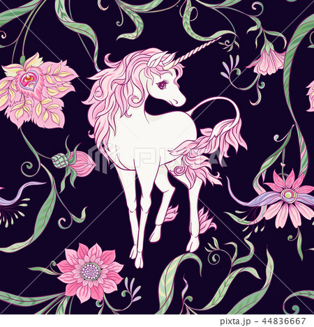 Seamless Pattern Background With Unicornのイラスト素材