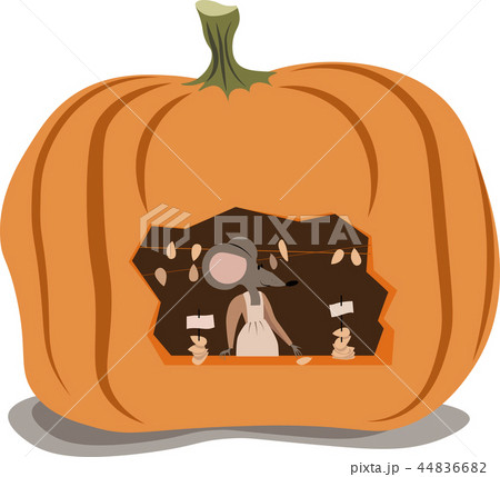Mouse in the store-pumpkin sells seeds. Cartoon Mouse in the store-pumpkin sells seeds. Cartoon 44836682