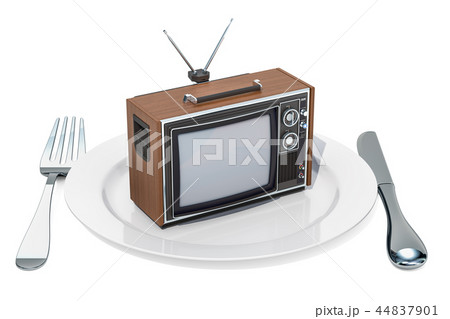 TV set on a plate. TV dependence and brainwash TV set on a plate. TV dependence and brainwash 44837901