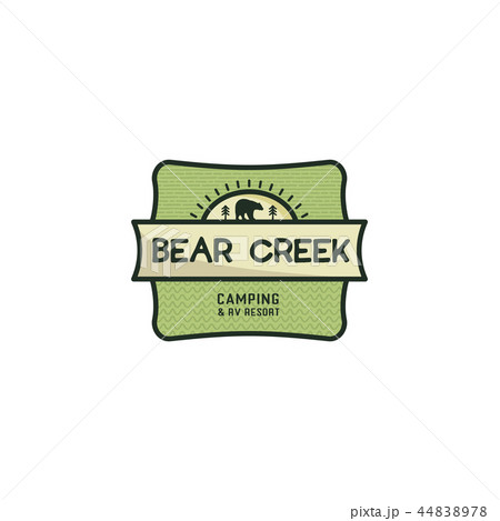 Vintage hand drawn travel badge. Camping label concept. Bear creek. Stock vector patch isolated on 44838978