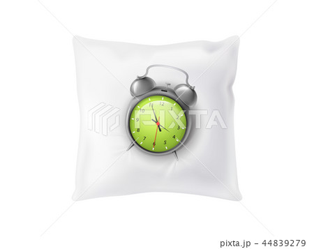 3d realistic alarm clock on pillow 44839279
