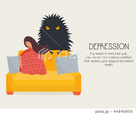 Poster with depressed lonely girl  and her fear 44840950